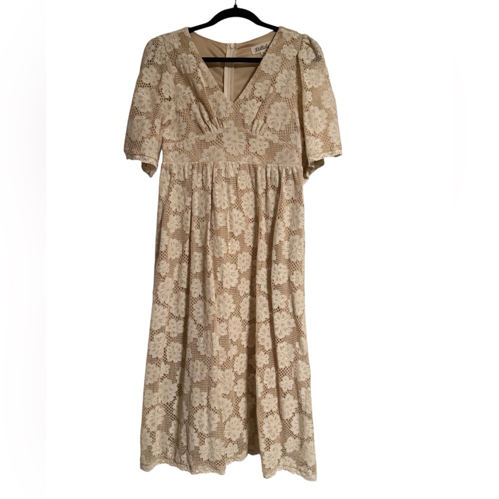 Boho Champagne Embroidered Style Dress